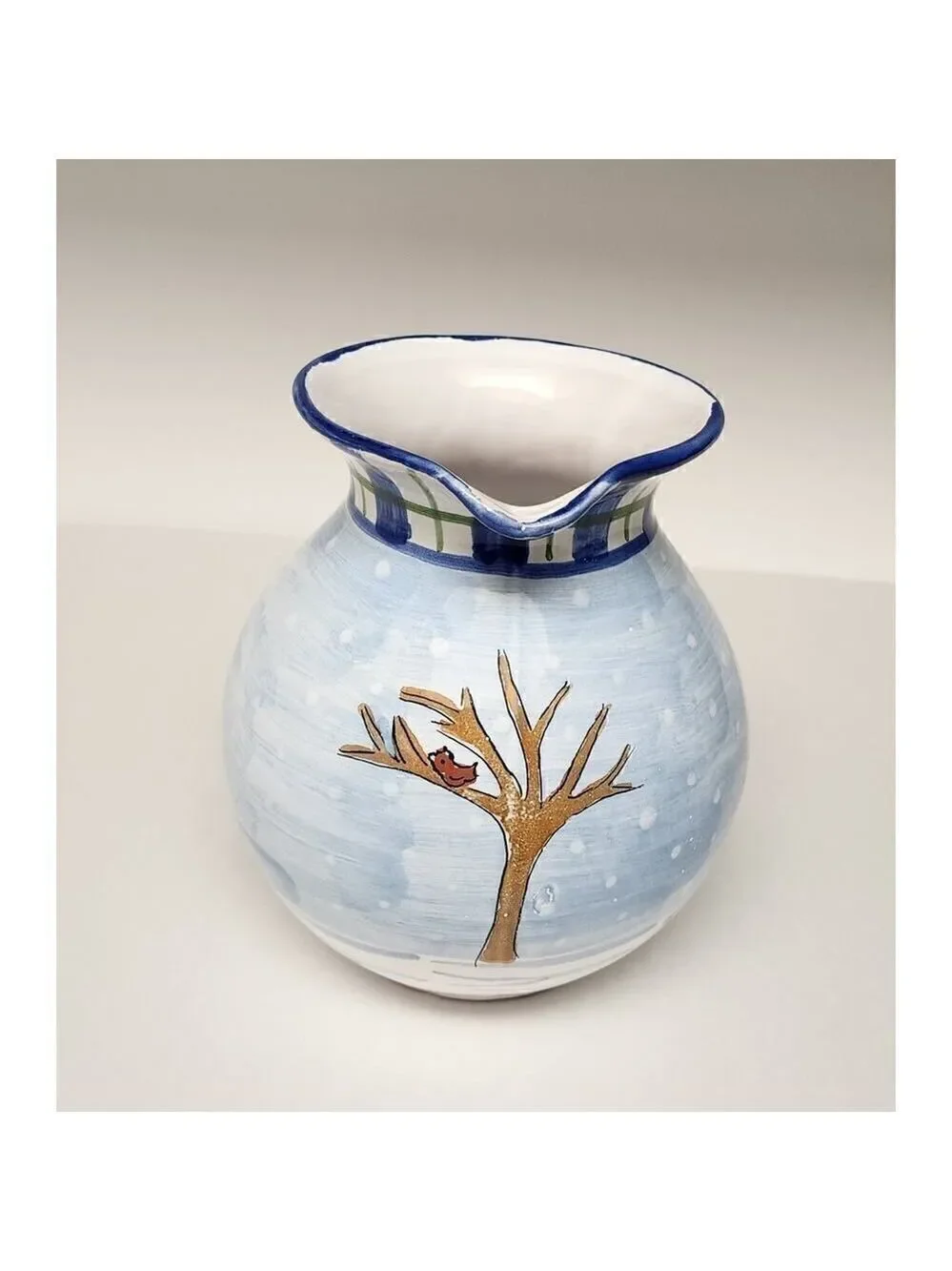 Mesa International Snowman Carafe Pitcher Ceramic Stoneware Signed Hungary